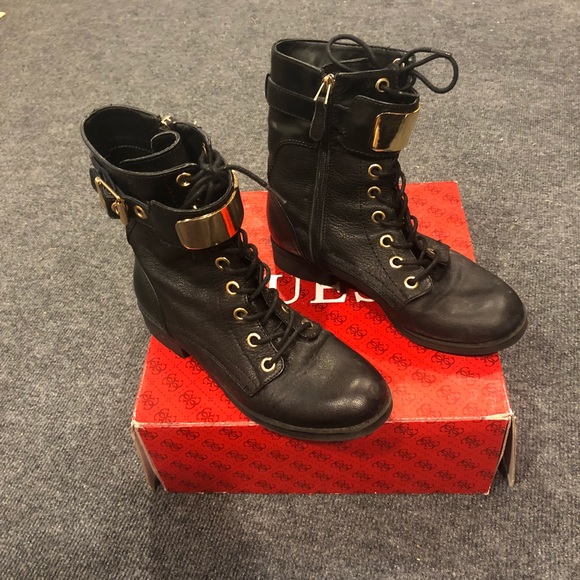 black and gold guess shoes